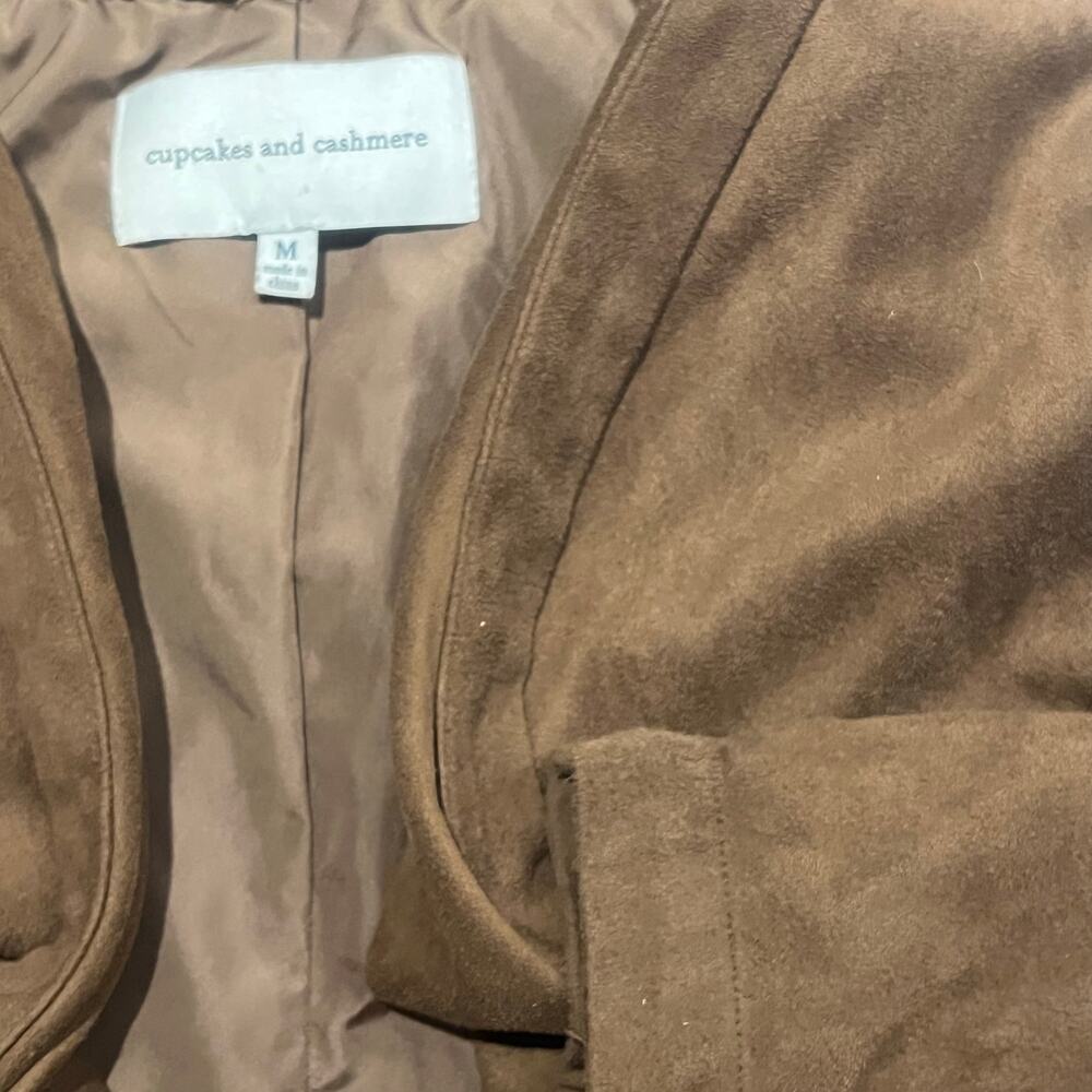 Cupcakes and Cashmere Jacket‎ Womens Medium Vegan Suede Cardigan Waterfall Brown